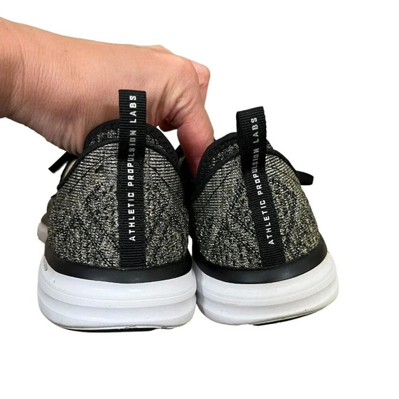 APL Techloom Phantom Runnng Sneakers Size 10 Black Gold Fused Knit Athletic - Picture 8 of 12